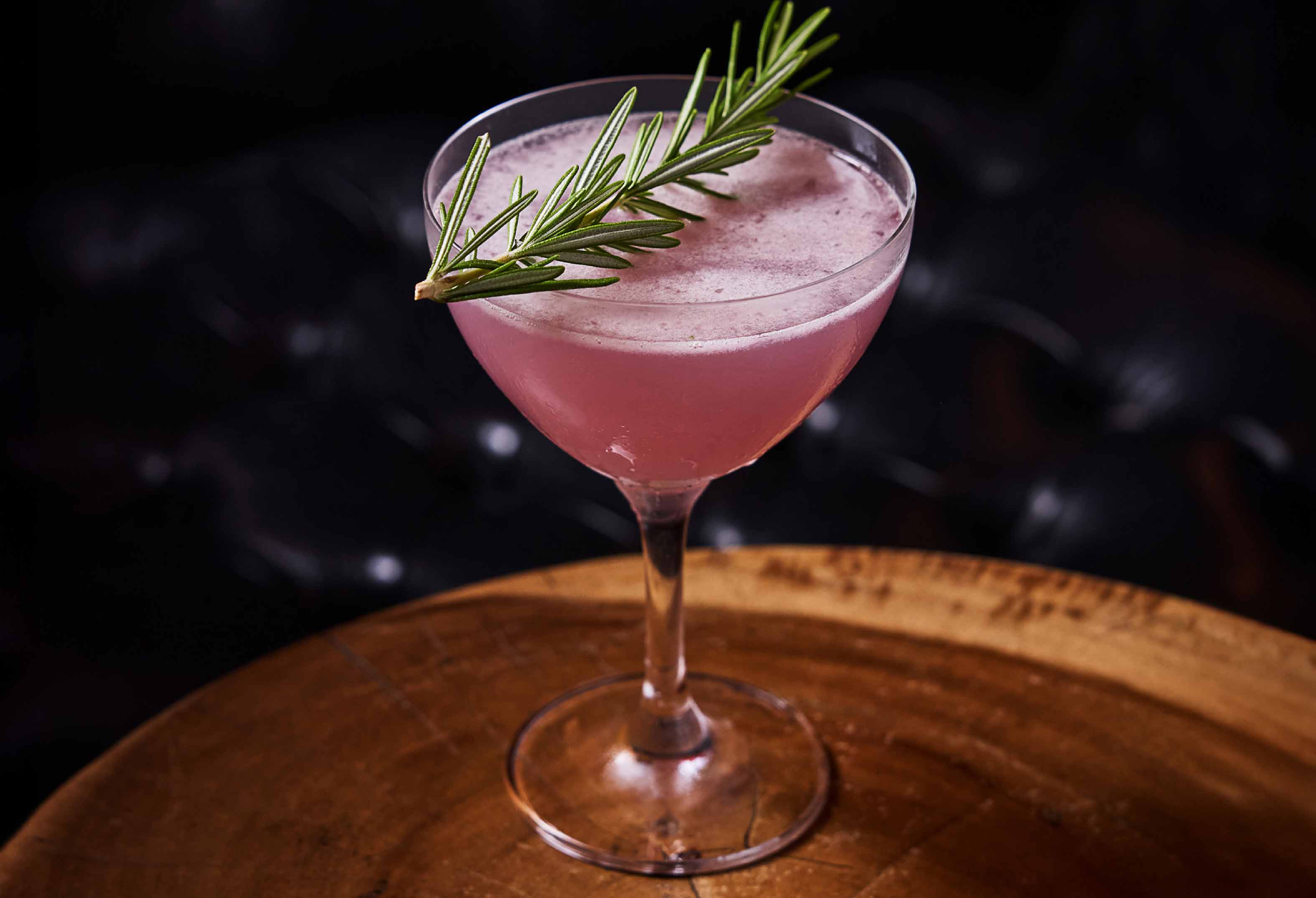 Pink martini with garnish at L Bar at Seminole Hard Rock Hollywood