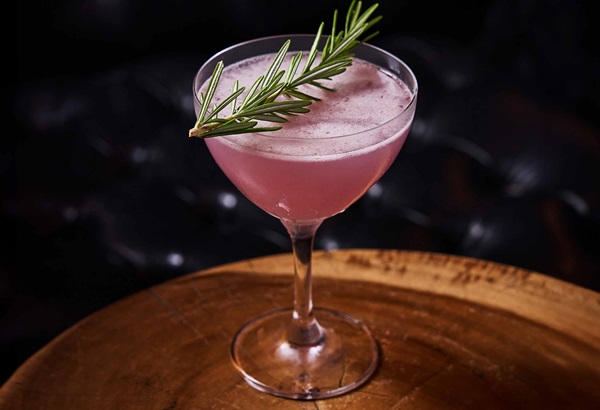 Pink martini with garnish at L Bar at Seminole Hard Rock Hollywood
