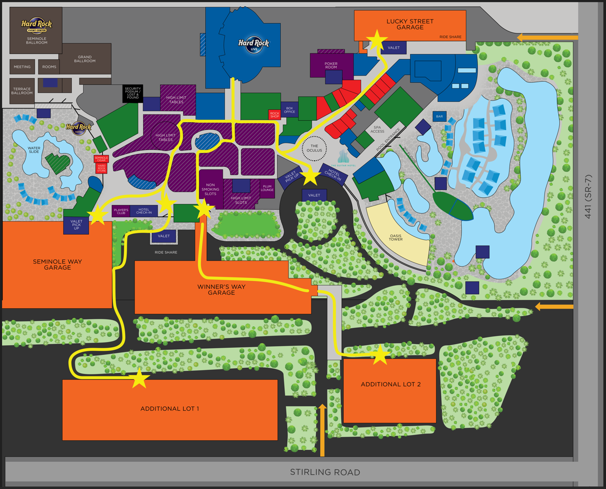 Hard Rock Live Parking Map
